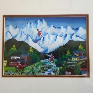 VTG Small Naive Asian Folk art Painting, signed, g